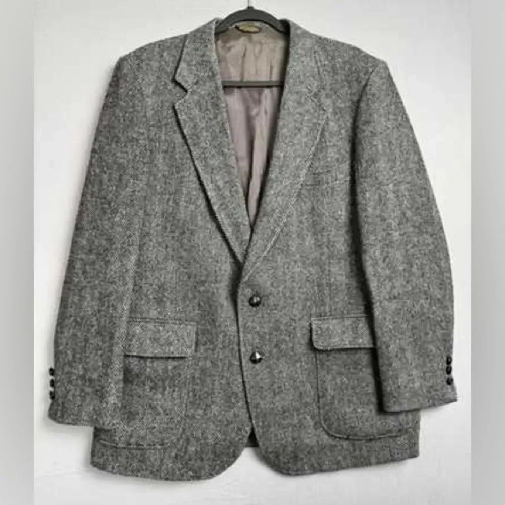 Vintage John Peel Ltd. Classic Tweed Wool Gray Men's Sports Coat (Size: 40R)
